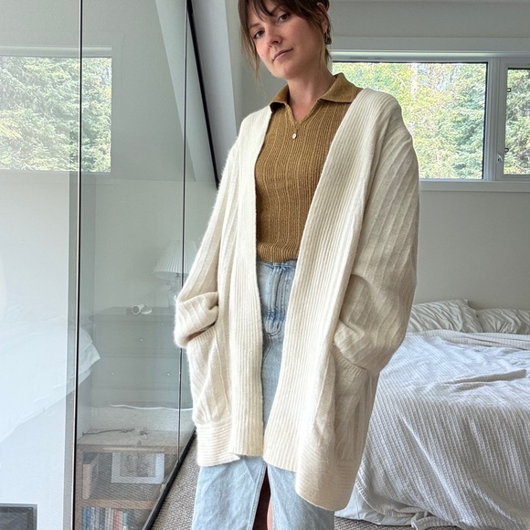 Vintage Sweaters - Vintage Angora Kiel’s free size Cream Cardigan sweater small to XL